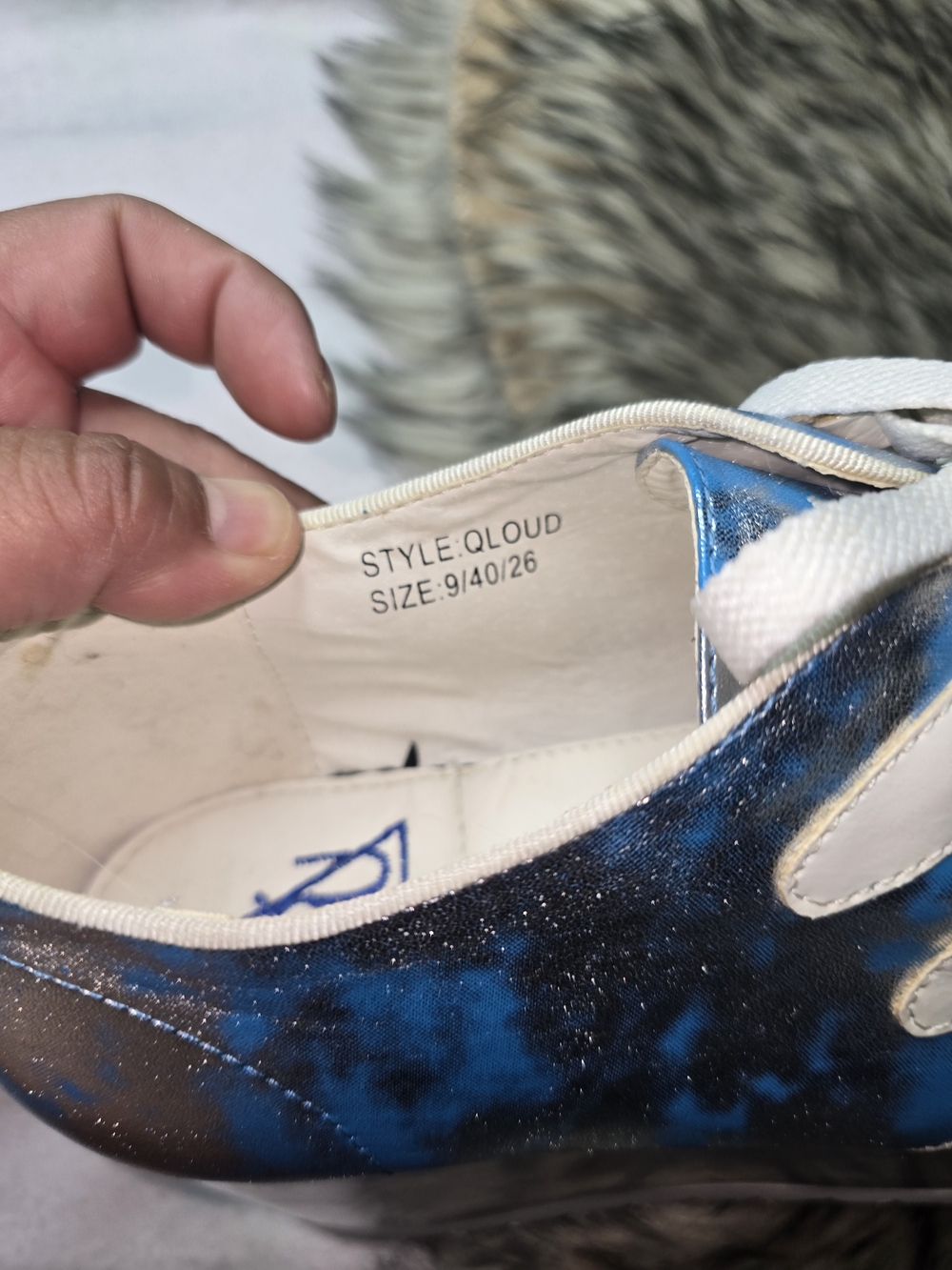 YRU Silver and Blue Cloud Platform Lace-Up Shoes - Picture 11 of 14